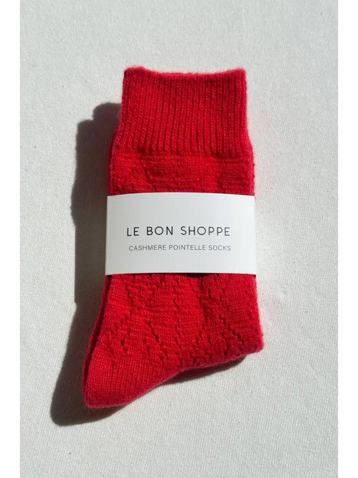 Le Bon Shoppe - Cashmere Pointelle Socks in Red