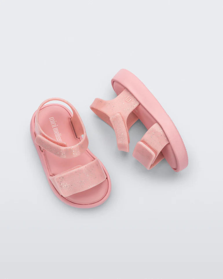 Mini Melissa – Jump Sandals in Glitter Pink