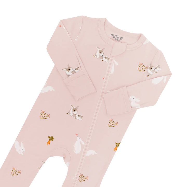 Kyte Baby - Zippered Romper in Blush Bunny