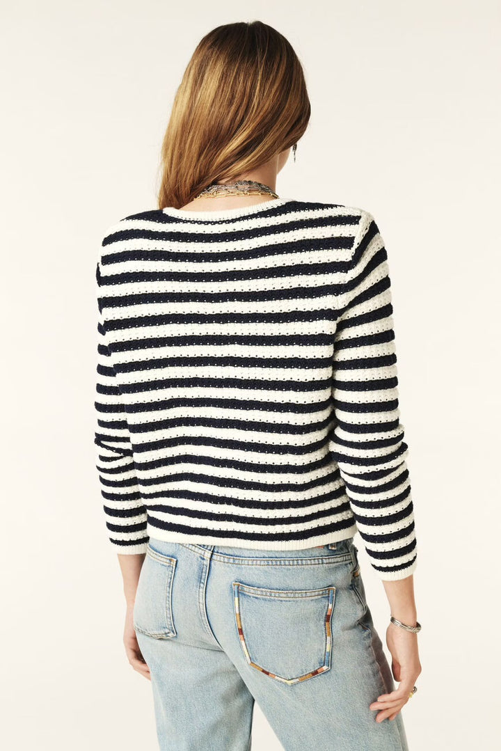 ba&sh – Gaspard Knit Cardigan in Ecru Stripe