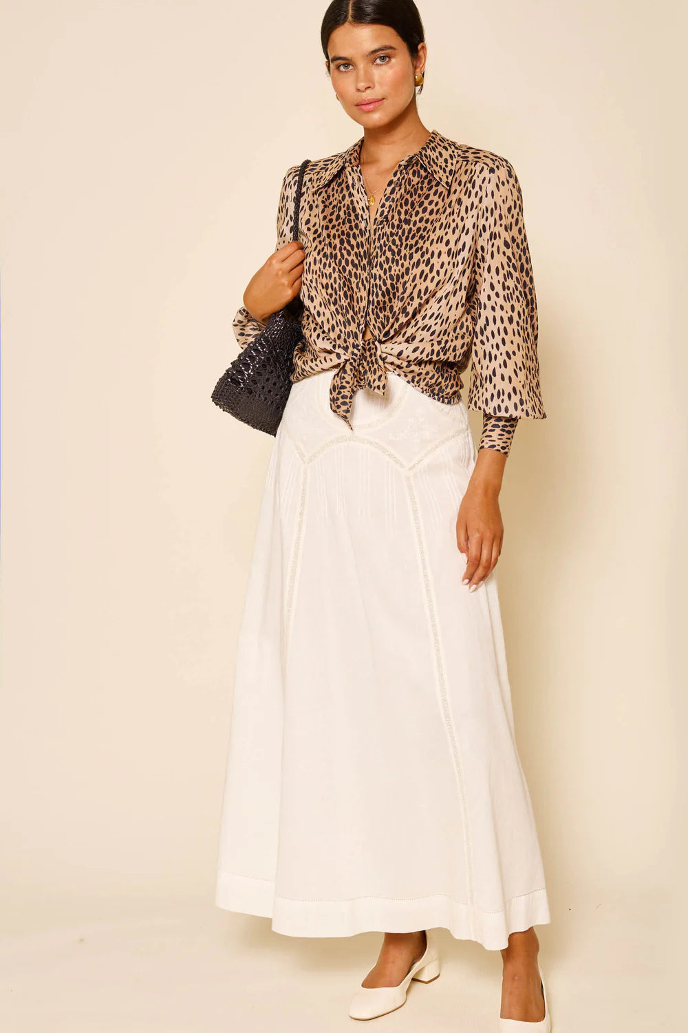 RIXO - Vienne Skirt in Ivory