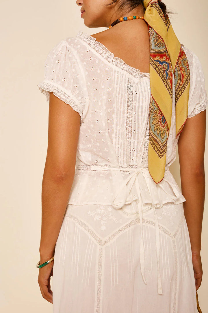 RIXO - Sandi Top in Ivory