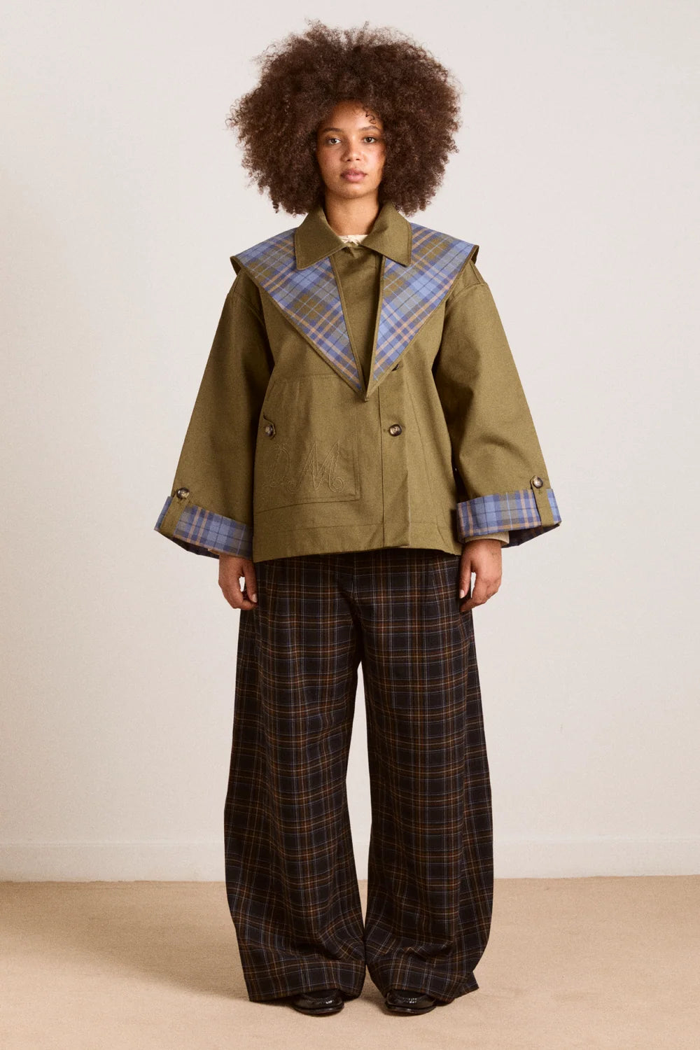 Damson Madder – Jerry Crop Trench Coat in Olive