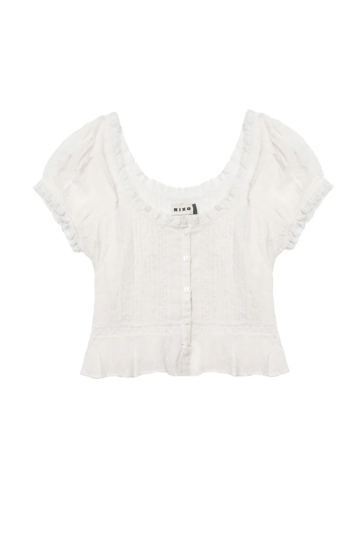 RIXO - Sandi Top in Ivory