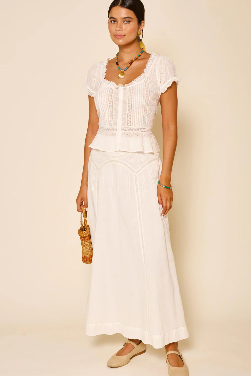 RIXO - Sandi Top in Ivory
