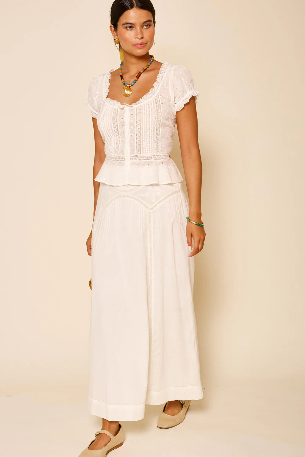 RIXO - Vienne Skirt in Ivory