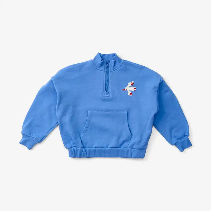 Lewis – Quarter Zip Sweatshirt in Ocean Bird