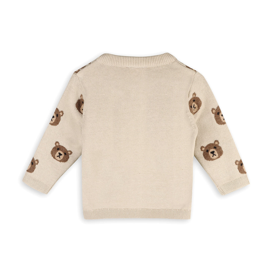 Brown Bear Jacquard Baby Cardigan Sweater