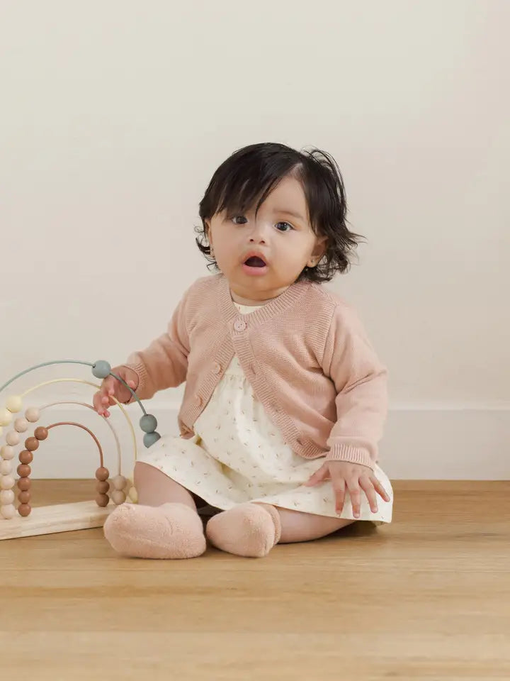 Quincy Mae - Knit Cardigan in Heathered Rose