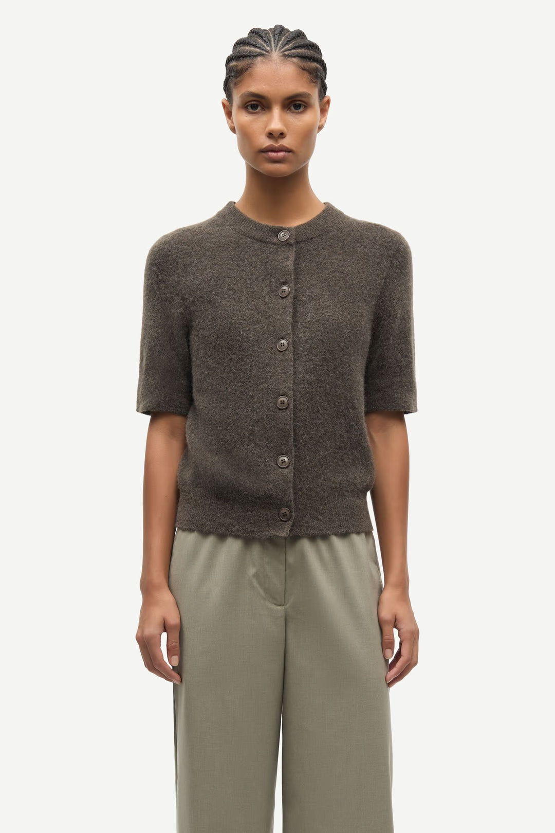 Samsoe Samsoe - Sanoura Short Sleeve Cardigan in Major Brown