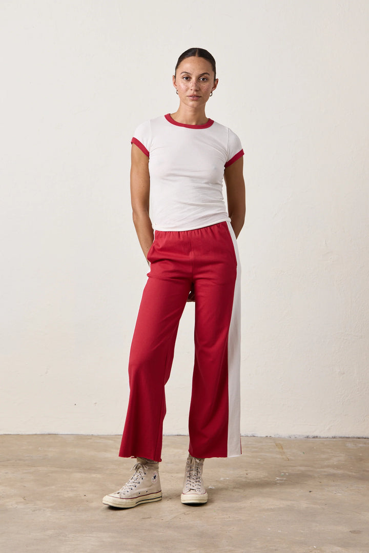NSF – Bodhi Shrunken Ringer Tee in Ivory and Red