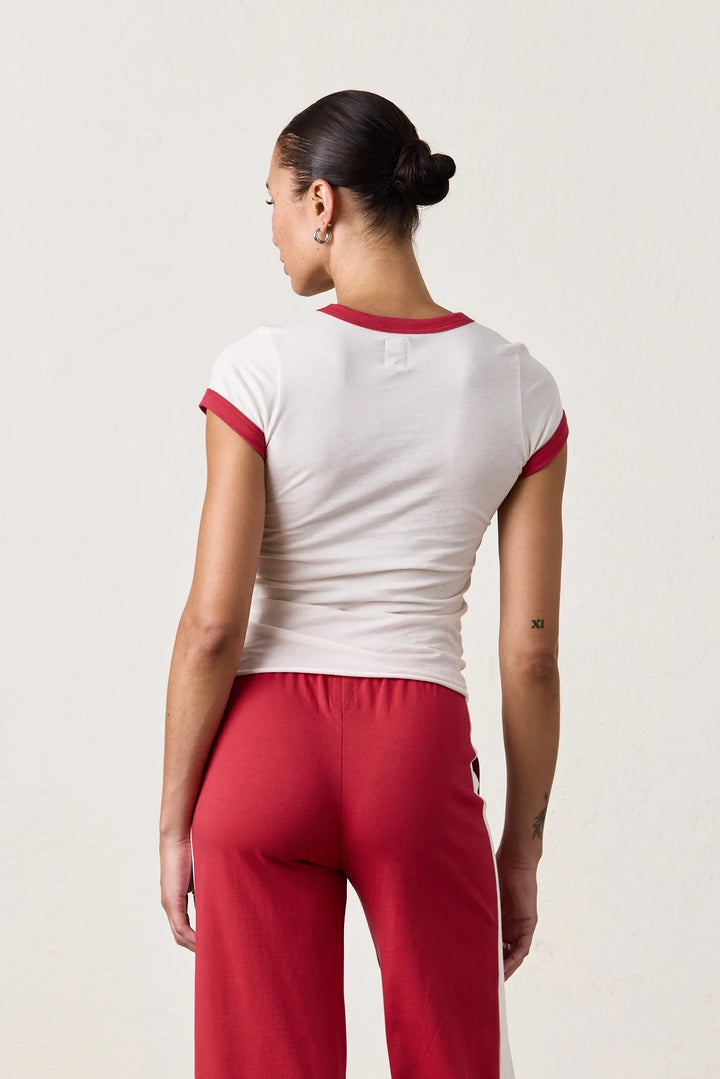 NSF – Bodhi Shrunken Ringer Tee in Ivory and Red
