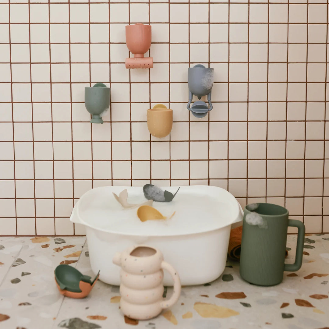 Mushie - Pour & Play Silicone Bath Toys in Sol