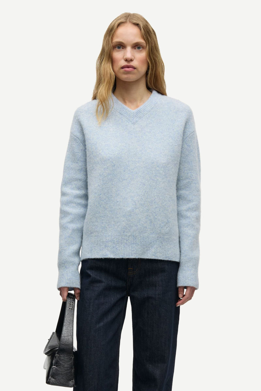 Samsoe – Samelody V Neck Sweater in Frozen Fjord