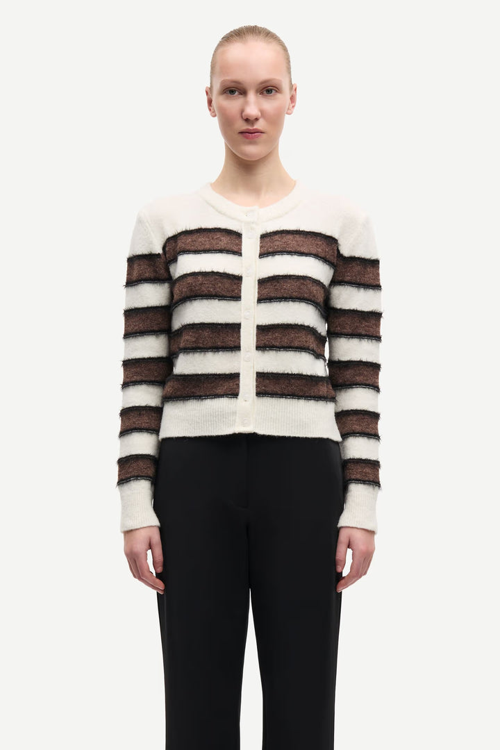 Samsoe Samsoe - Sacian Cardigan in Black Coffee Stripes