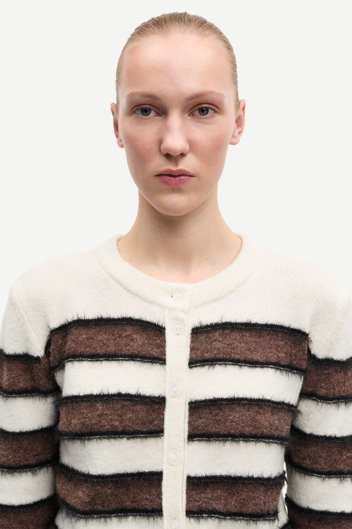 Samsoe Samsoe - Sacian Cardigan in Black Coffee Stripes
