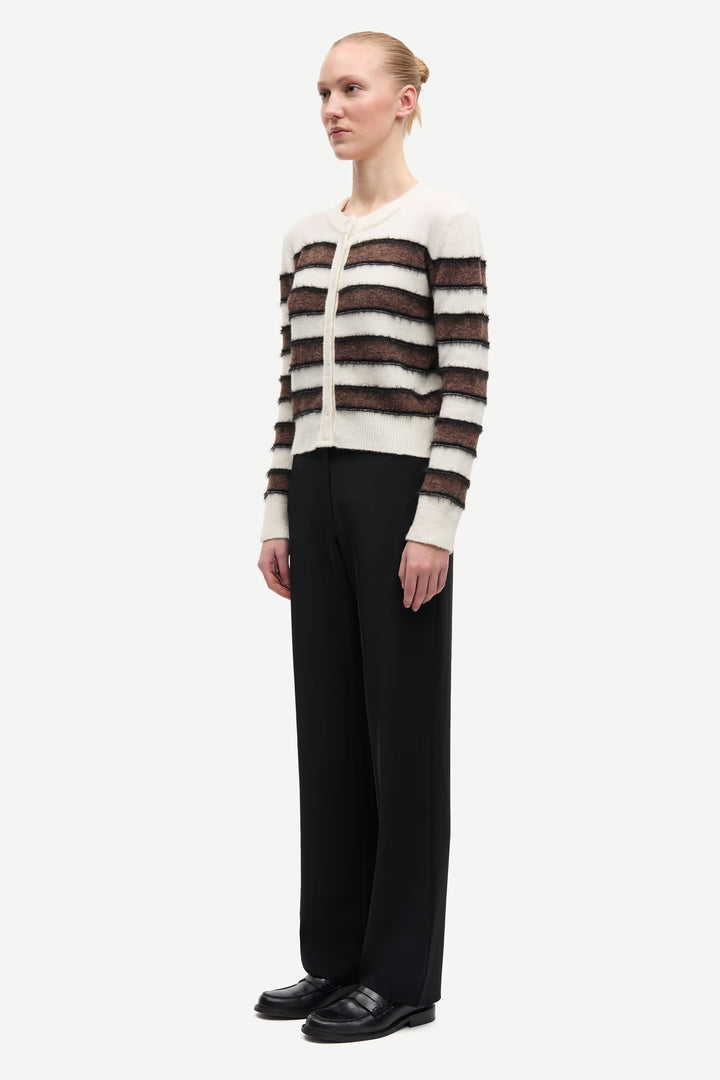 Samsoe Samsoe - Sacian Cardigan in Black Coffee Stripes