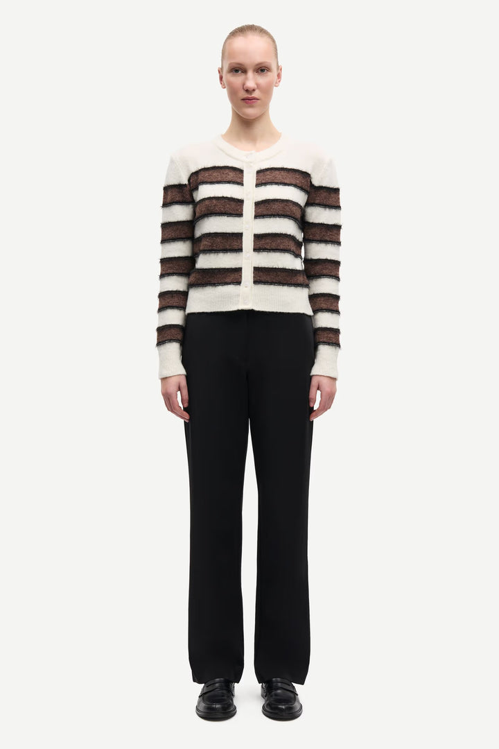 Samsoe Samsoe - Sacian Cardigan in Black Coffee Stripes