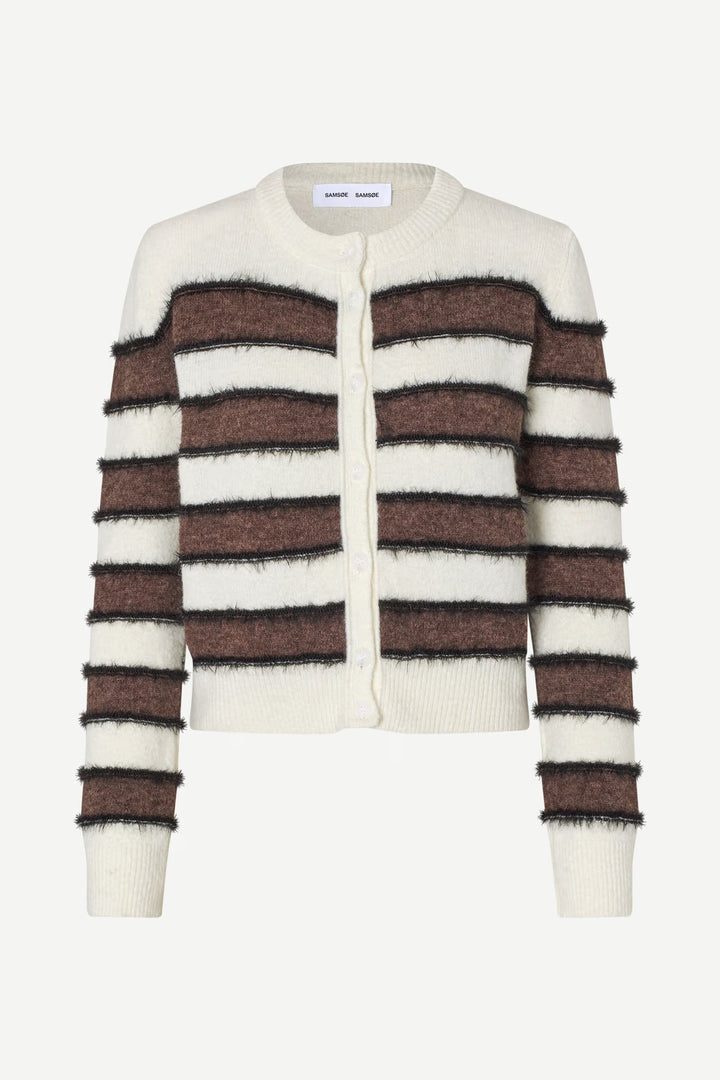 Samsoe Samsoe - Sacian Cardigan in Black Coffee Stripes