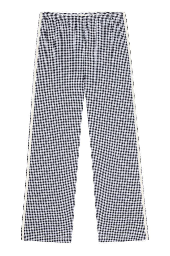 Donni – Cotton Gingham Stripe Crop Pant in Jet and White