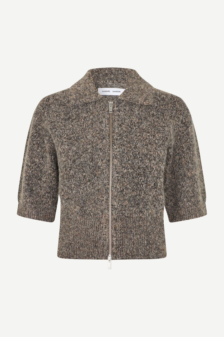 Samsoe Samsoe - Sakelsie Short Sleeve Cardigan in Fossil Melange