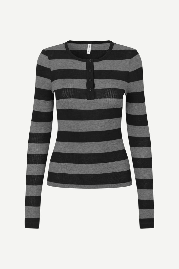 Samsoe – Sadodo Top in Grey Melange Stripe