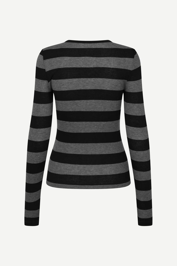 Samsoe – Sadodo Top in Grey Melange Stripe