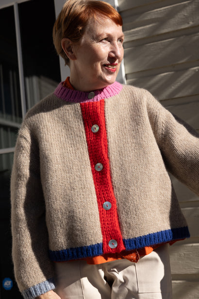 Nikki Chasin – Sheba Cardigan in Oatmeal Colorblock
