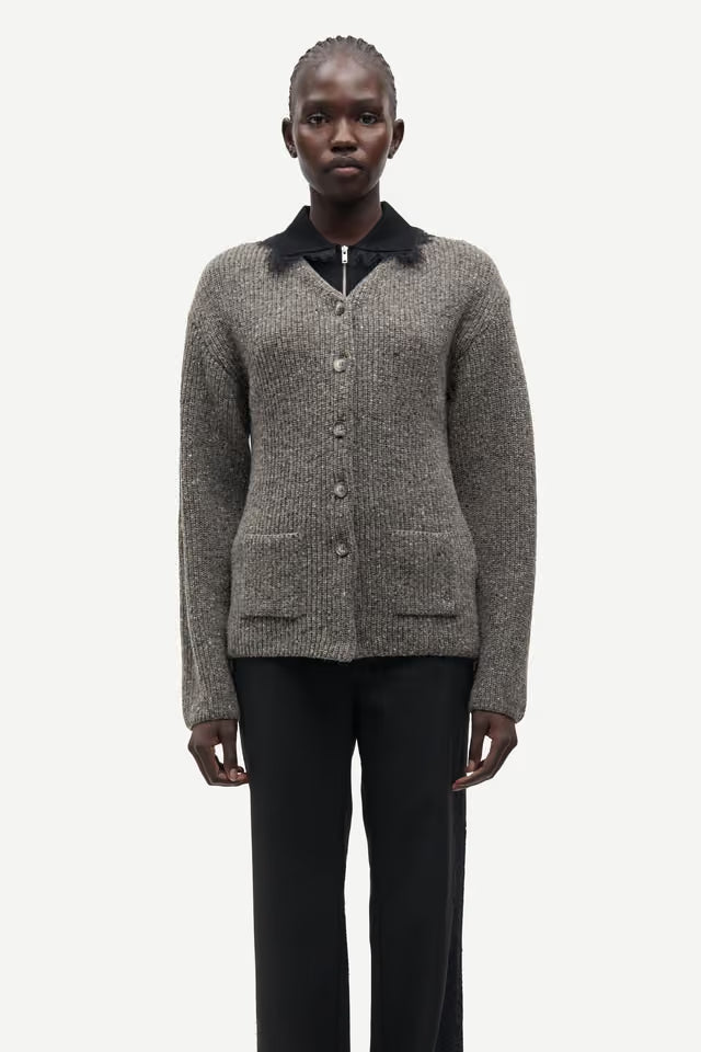 Samsoe – Saamanda Cardigan in Lead Grey Melange