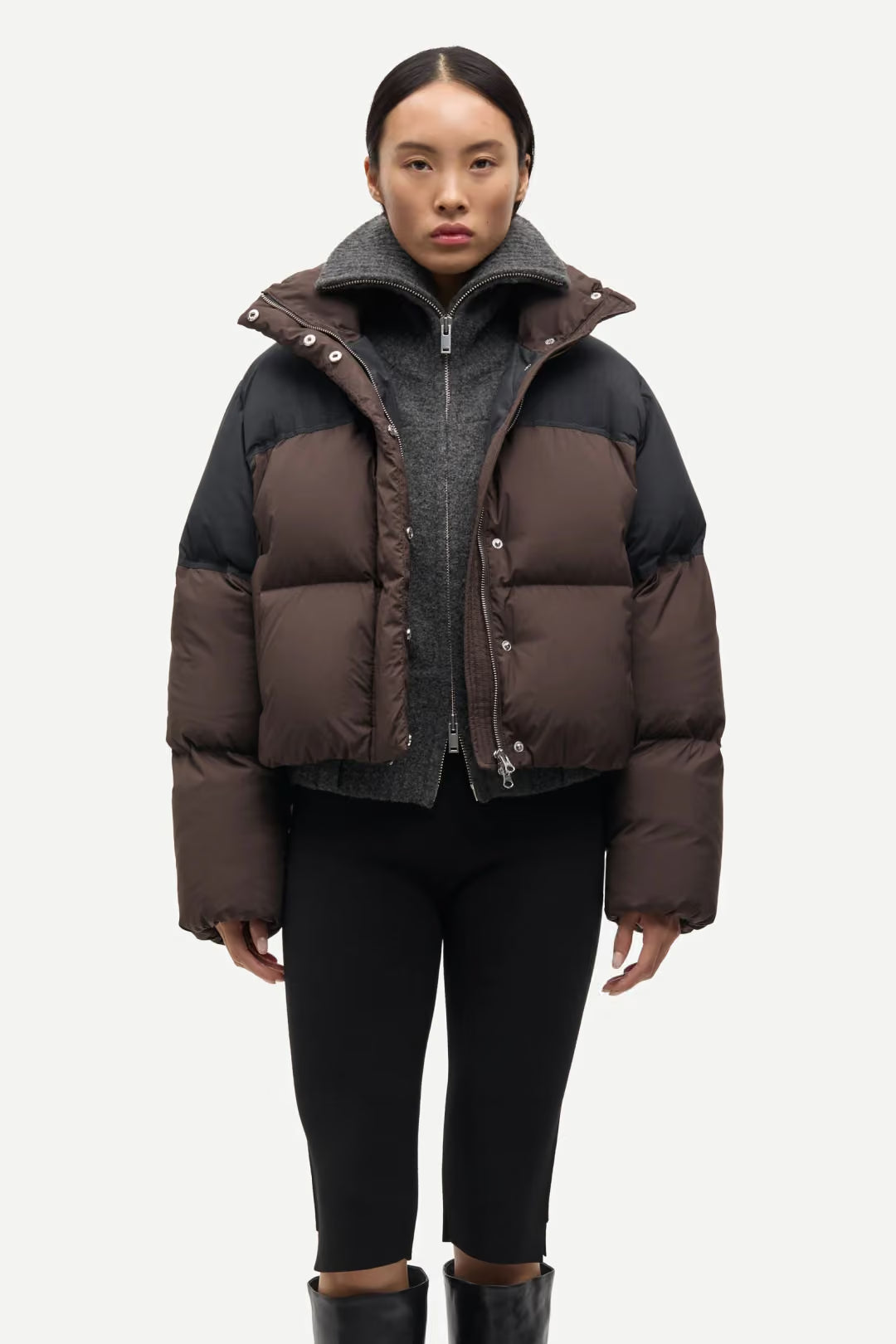 Samsoe Samsoe – Safern Puffer Coat in Mulch & Black