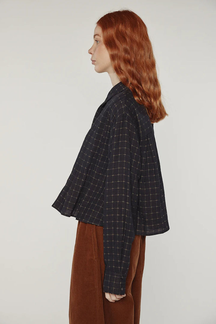 Amente – Cotton Pleated Blouse in Black