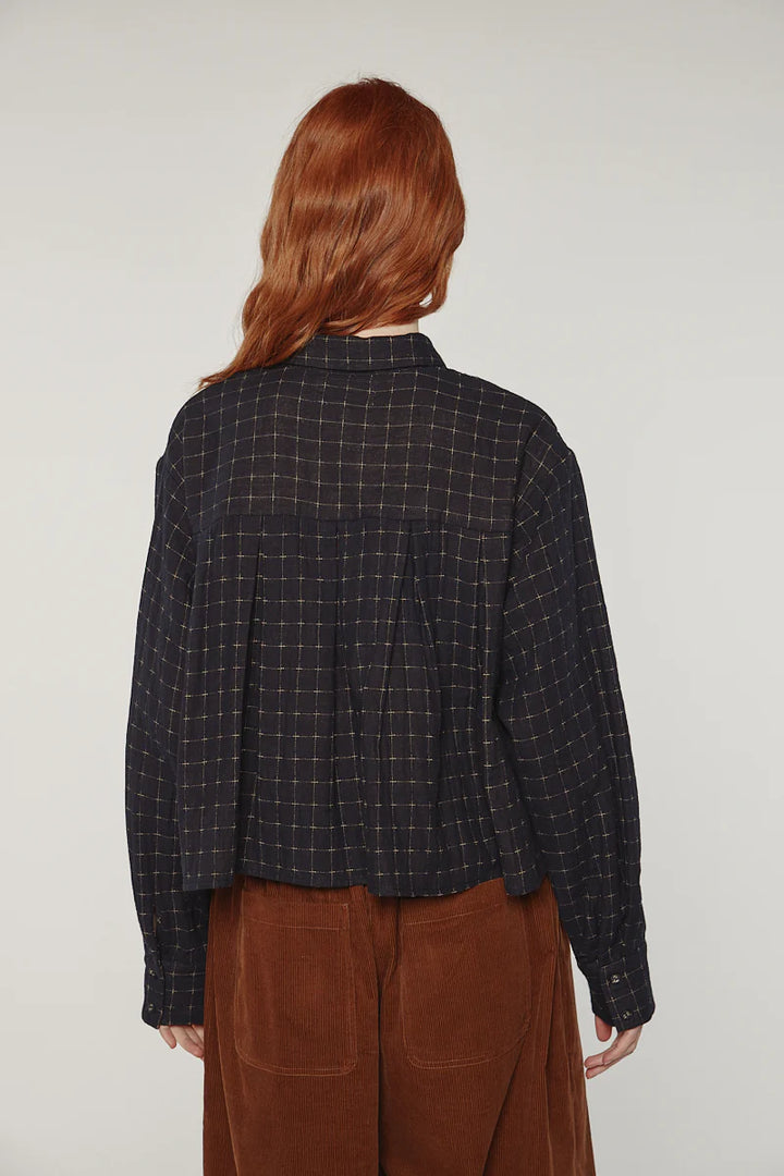 Amente – Cotton Pleated Blouse in Black