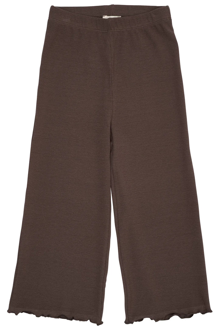 Copenhagen Colors- Ribbed Wide Leg Pant in Dark Brown