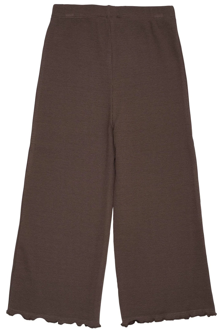 Copenhagen Colors- Ribbed Wide Leg Pant in Dark Brown