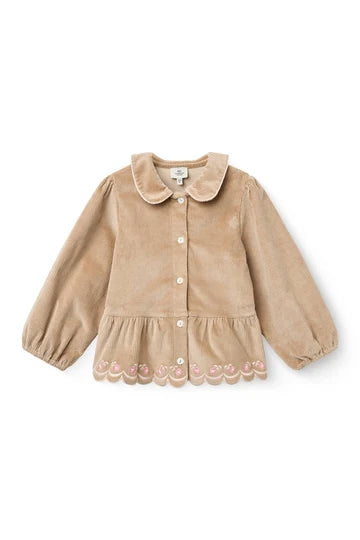 Copenhagen Colors- Corduroy Blouse W Embroidery in Beige