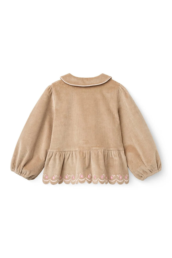 Copenhagen Colors- Corduroy Blouse W Embroidery in Beige
