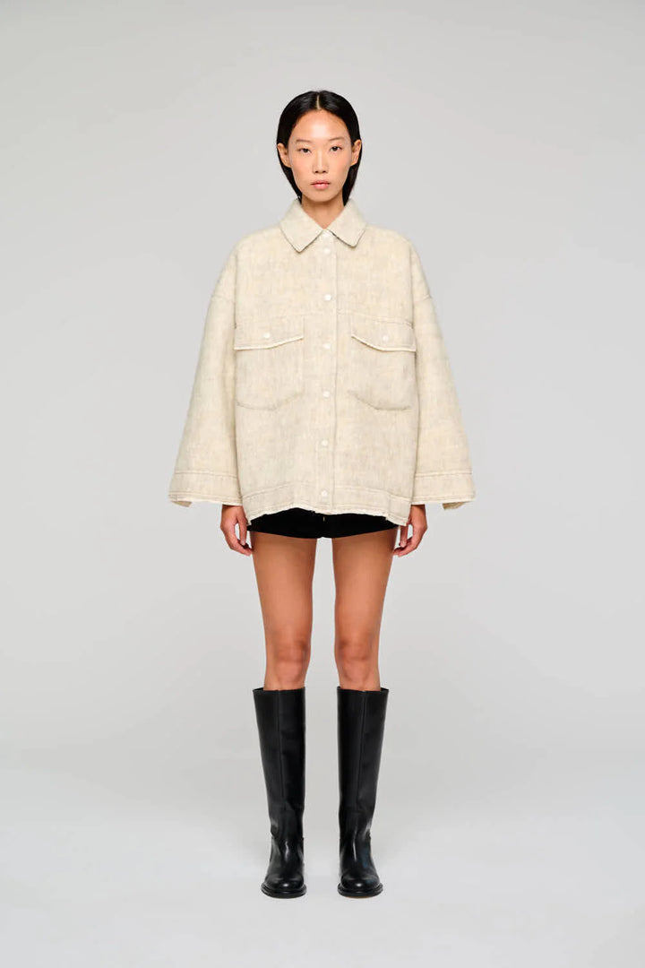Oofwear - Short Button-Front Jacket in White Wool