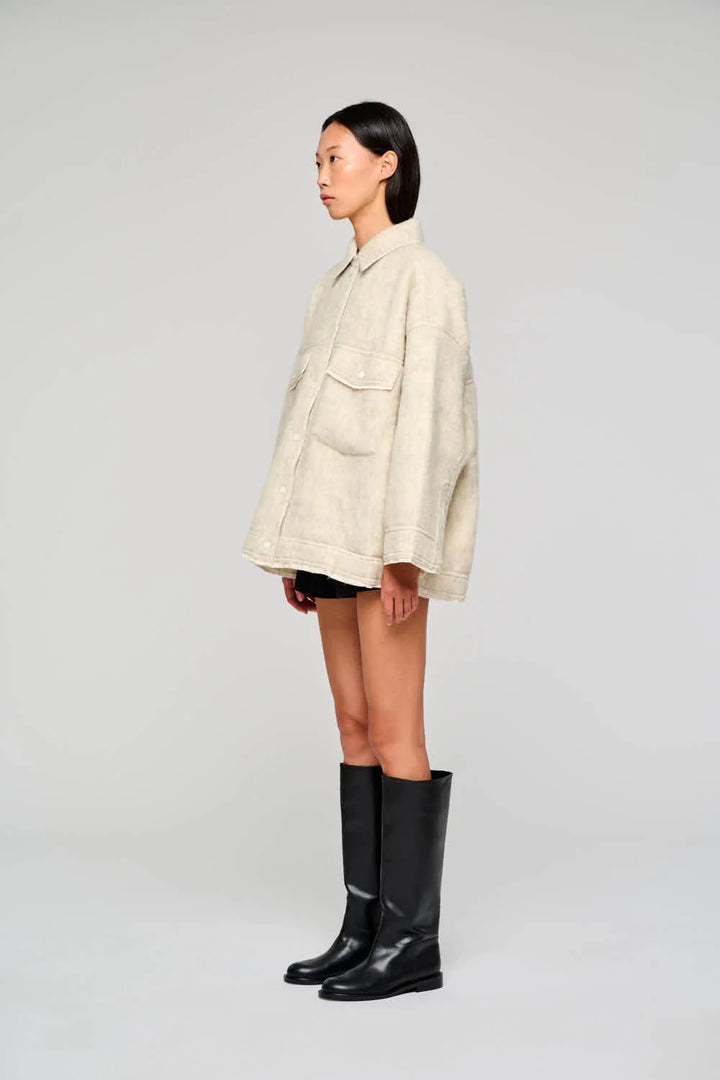 Oofwear - Short Button-Front Jacket in White Wool