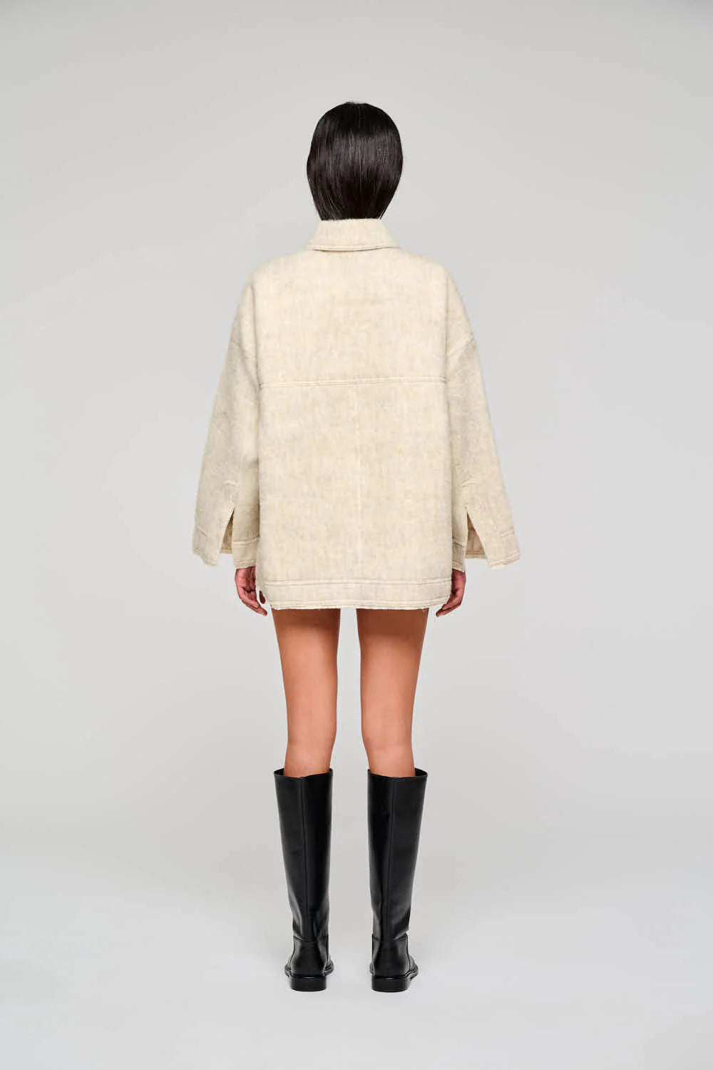 Oofwear - Short Button-Front Jacket in White Wool