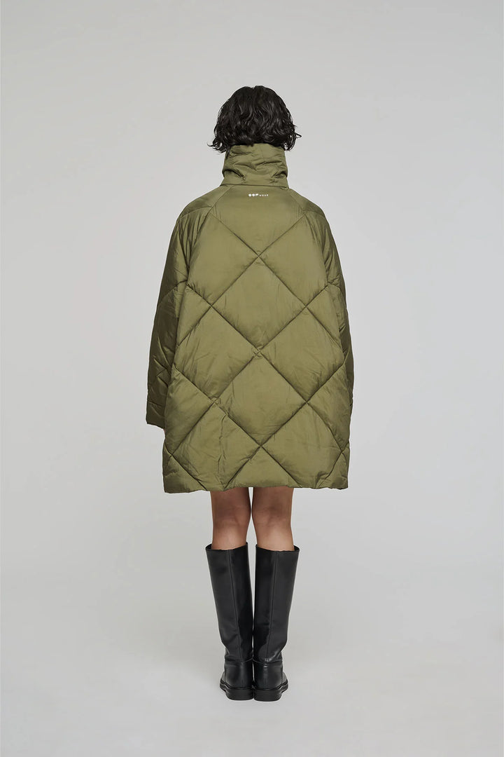 Oofwear - Midi Nylon Puffer Jacket in Military Green