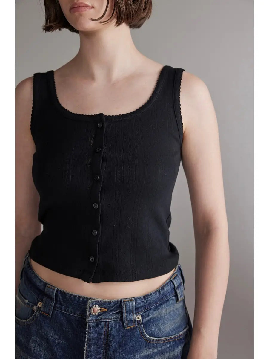 Amente – Button Knit Tank in Black