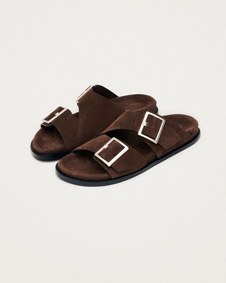 ALOHAS - Alba Suede Leather Sandals in Brown