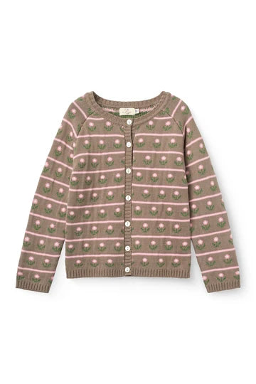 Copenhagen Colors- Knitted Flower Pattern Cardigan