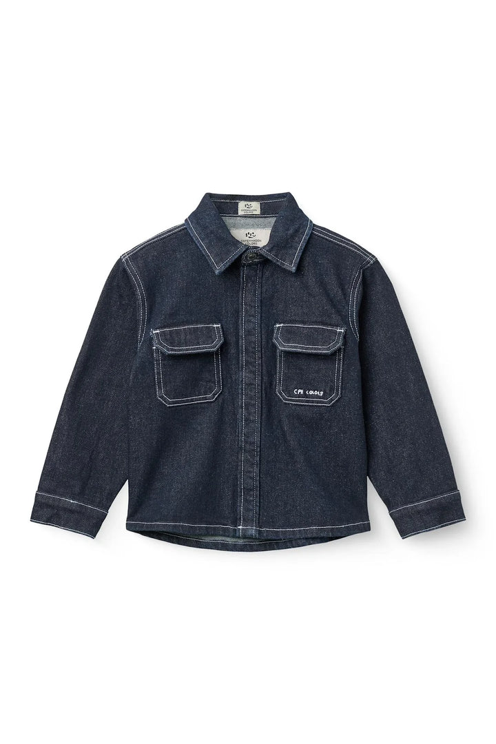 Copenhagen Colors- Cotton Dark Denim Shirt W Exposed Stitching