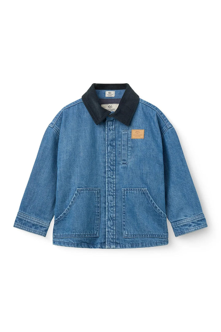 Copenhagen Colors- Denim Jacket W Corduroy Collar in Blue