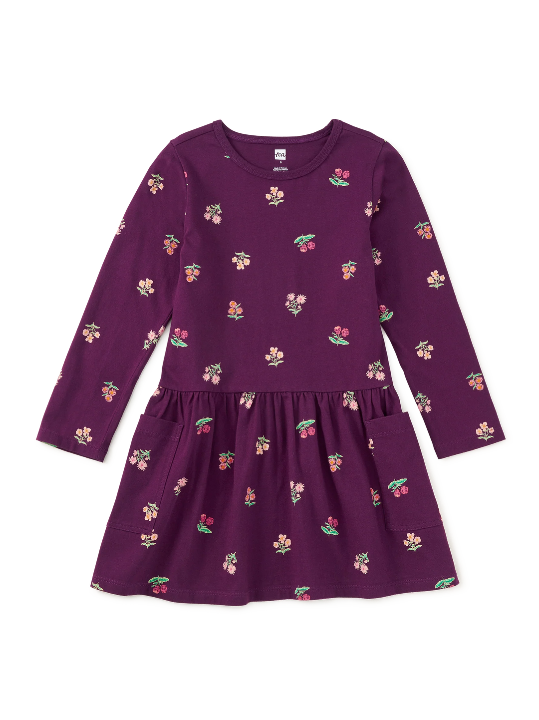 Tea Collection – Long Sleeve Pocket Dress in Midnight Posy