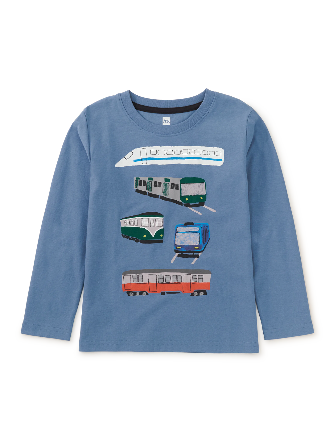 Tea Collection – Long Sleeve Graphic Tee in Trains