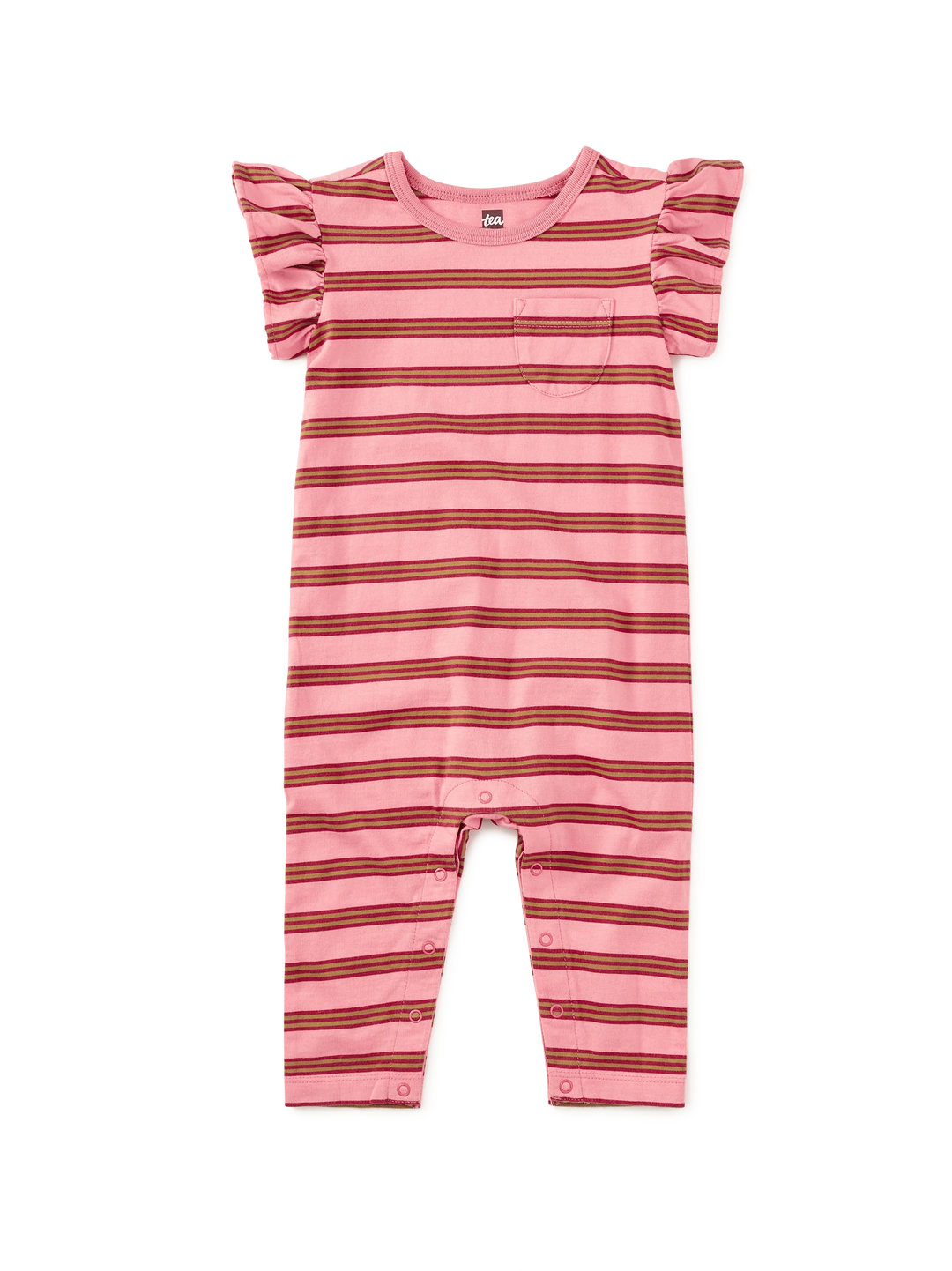 Tea Collection – Ruffle Sleeve Baby Romper in Sachet Pink