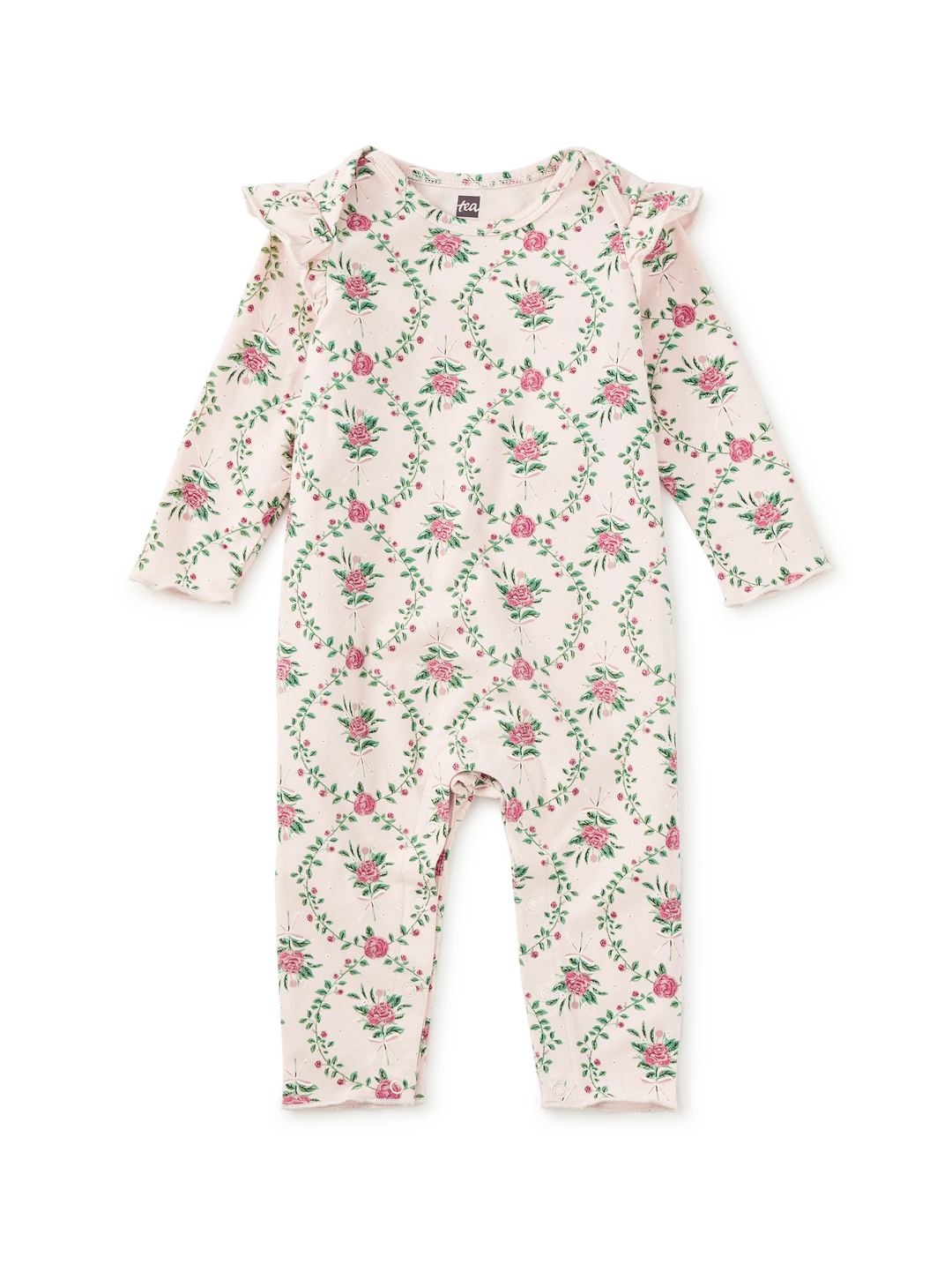 Tea Collection – Ruffle Shoulder Baby Romper in Floral