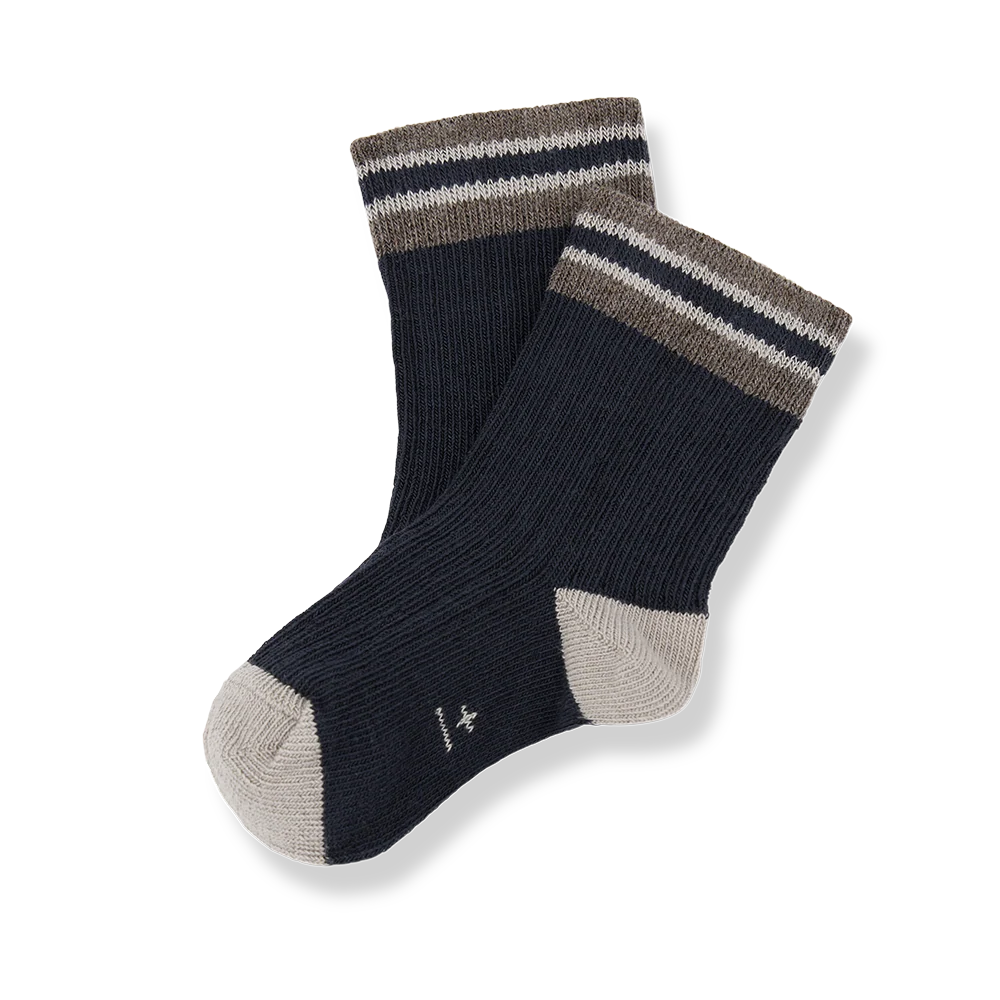+1 in the Family – Sicilia Ribbed Plain Socks in Blue